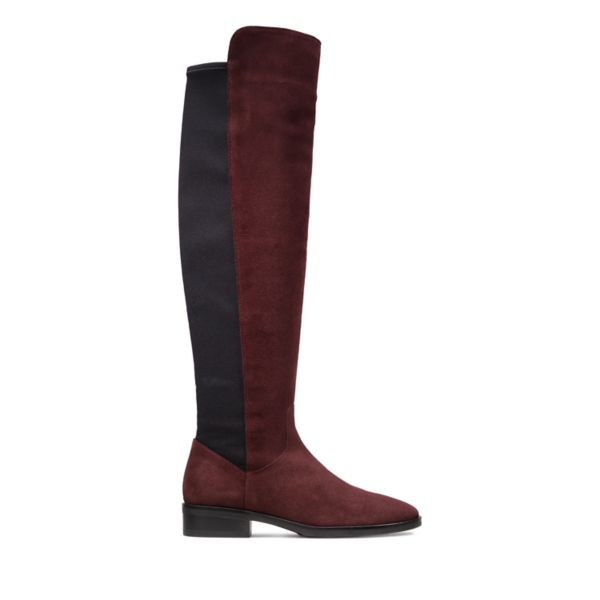 Clarks Womens Pure Caddy Knee High Boots Burgundy | CA-8546973